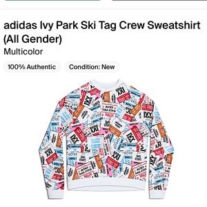NWT Ivy Park x Adidas Ski Tag CREWNECK Sweatshirt *BIG & TALL* XXL 2XL (H21201)